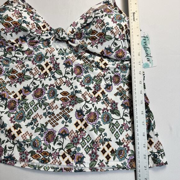 Freshwater Cutout Tankini Top Juniors Plus Size 2X Boho Babe Floral Print - Picture 3 of 11
